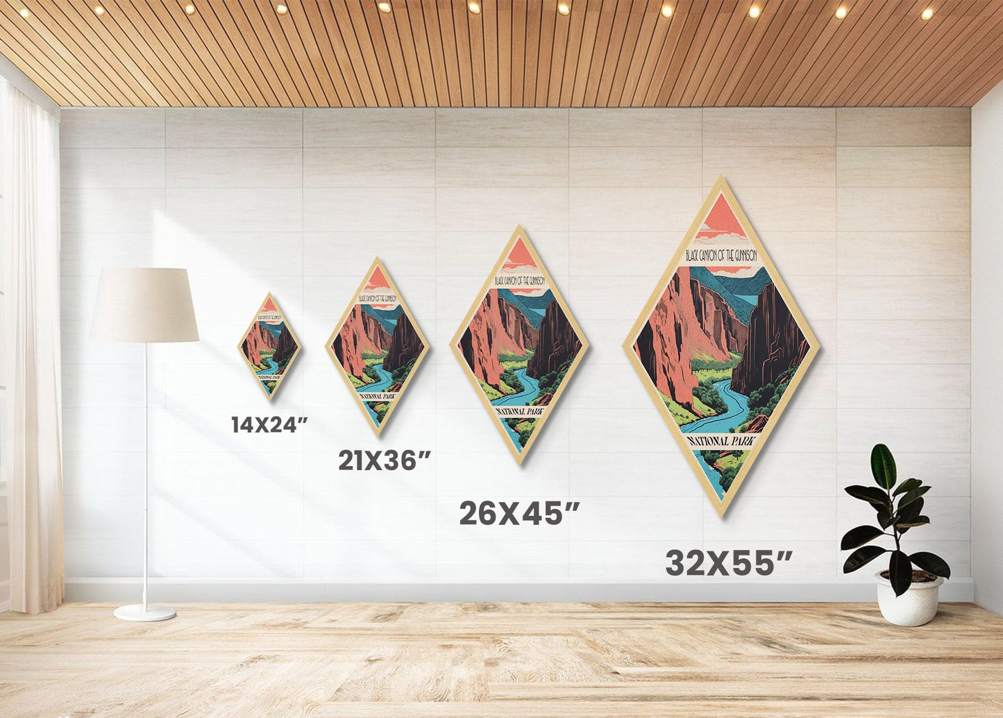 Black Canyon of the Gunnison Diamond Shaped Travel Poster Canvas Art Print, Canvas Wall Art, Travel Gift, Colorado Travel Art