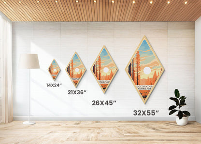 Retro Sequoia National Park Travel Poster Canvas Texture Print, Travel Decor Art, Midcentury Modern Decor California Travel Art