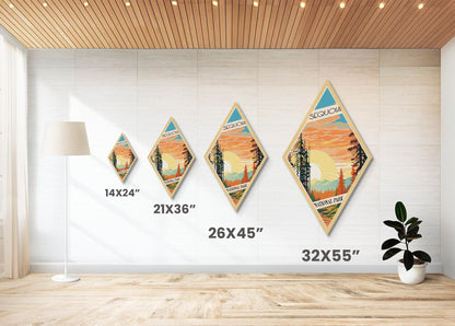 Retro-Abenteuerposter „Sequoia Nationalpark“, Wandbild mit Struktur, Reisedeko, Midcentury-Modern-Deko, Kalifornien-Reisekunst
