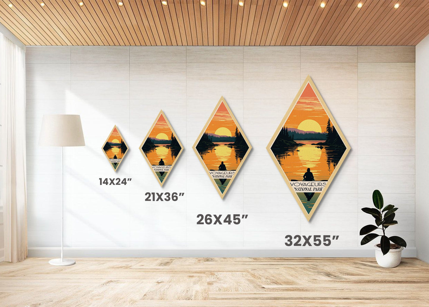 Retro Voyageurs National Park Travel Poster Canvas Texture Print, Travel Decor Art, Midcentury Modern Decor Minnesota Travel Art