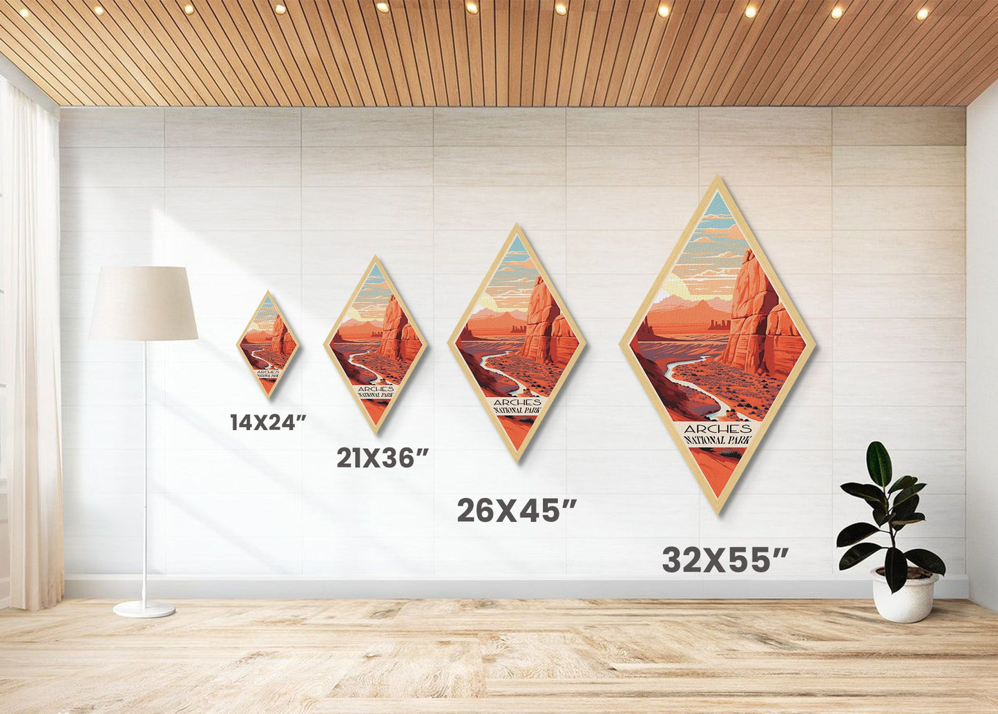 Arches National Park Travel Poster Canvas Texture Print, Travel Decor Art, Midcentury Modern Retro Decor Utah Travel Art