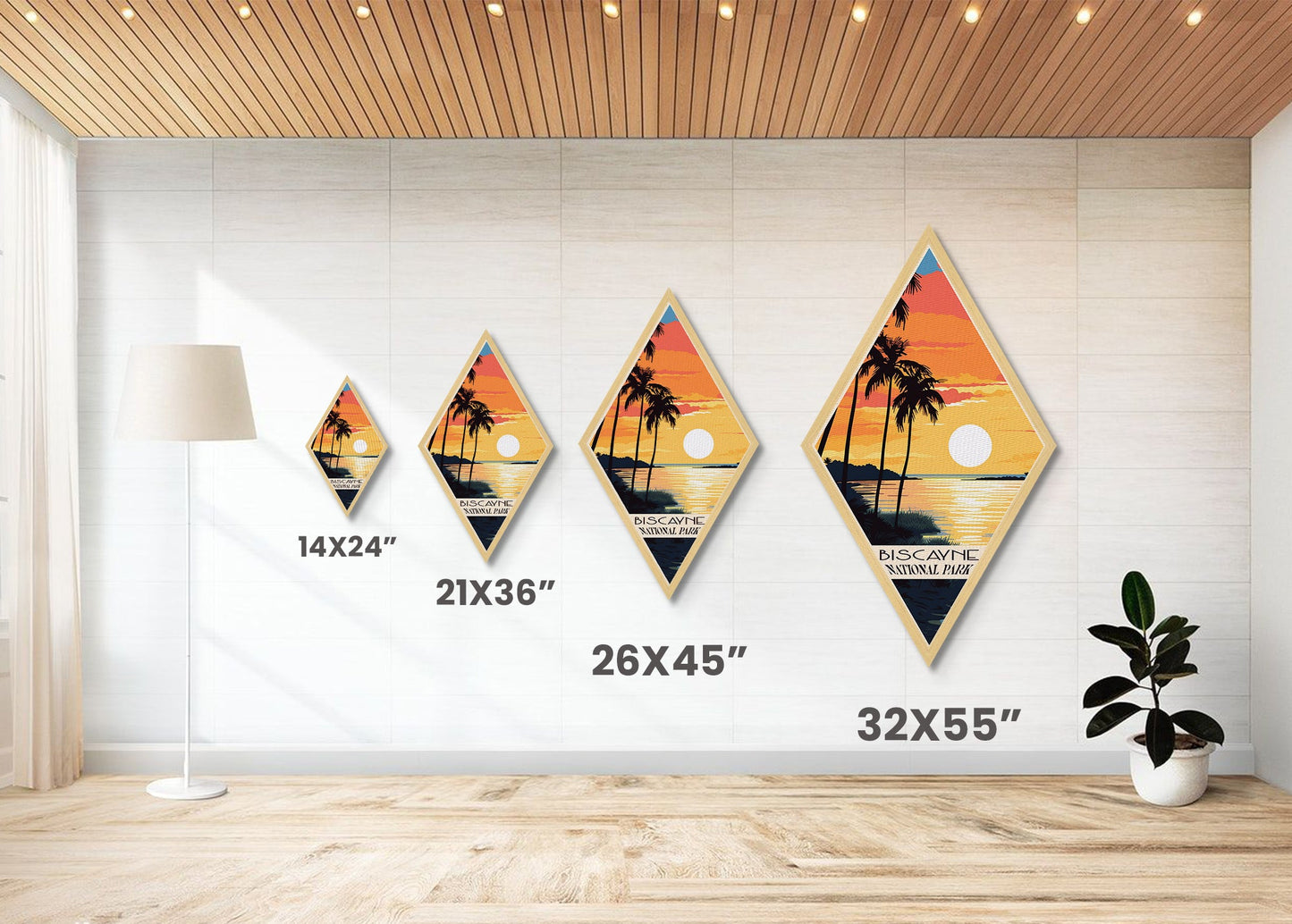 Biscayne National Park Travel Poster Canvas Texture Print, Travel Decor Art, Midcentury Modern Retro Decor Florida Travel Art