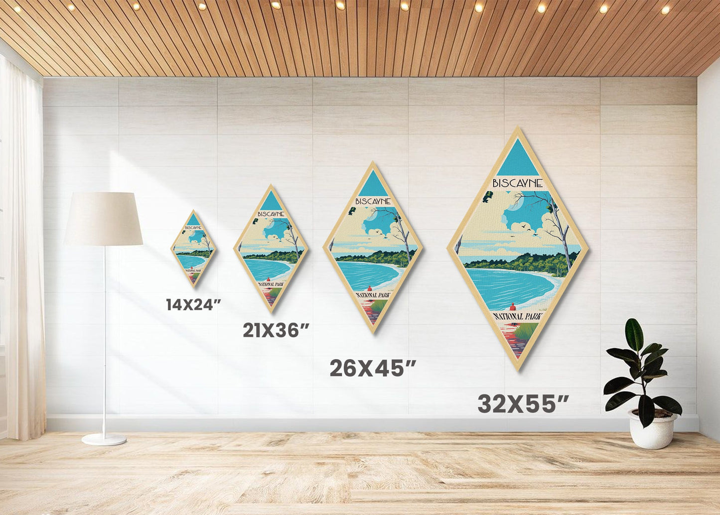 Biscayne National Park Diamond-Shaped Adventure Poster Wall Art Art Print, Canvas Wall Art, Travel Gift, Florida Travel Art