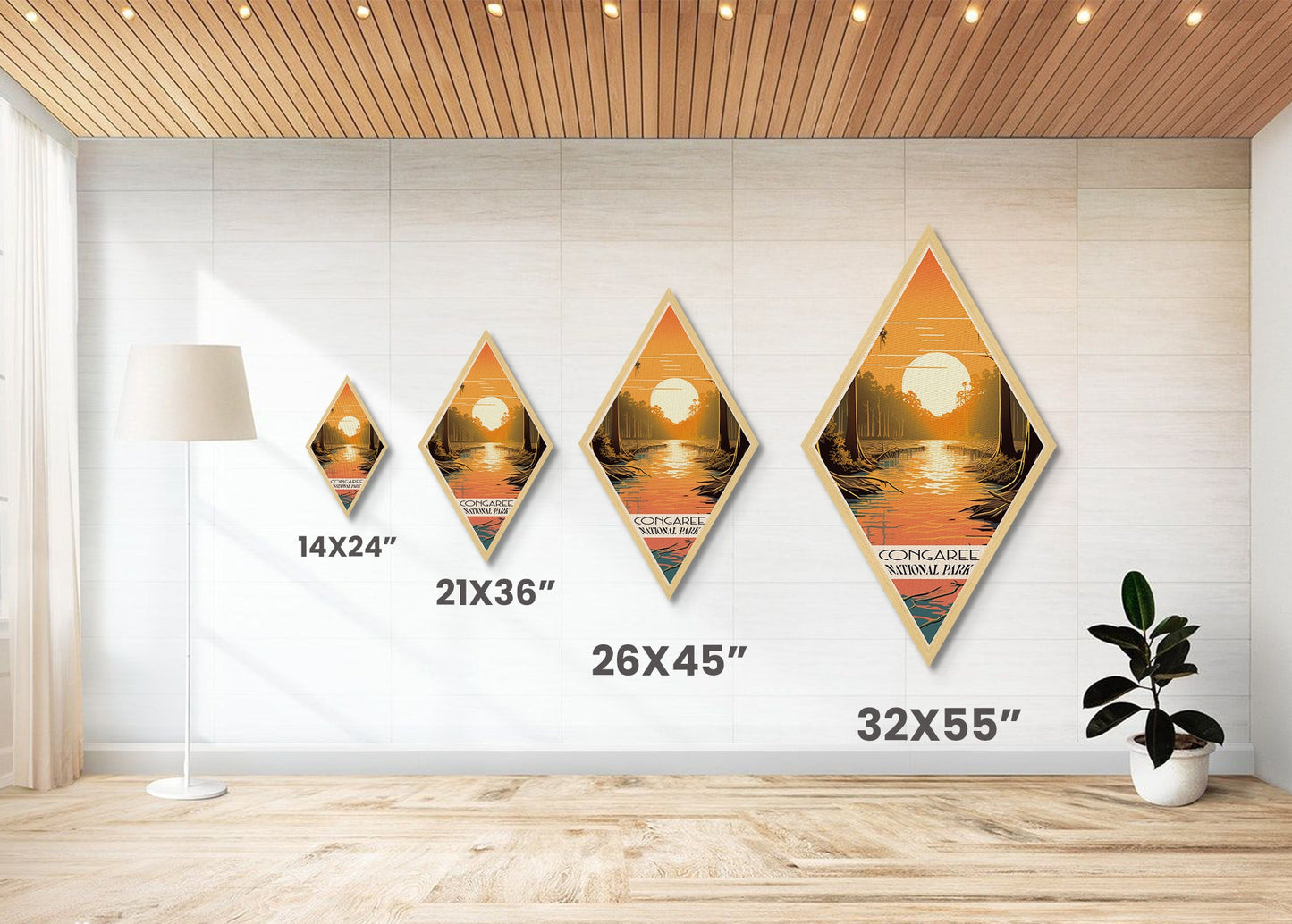 Retro Congaree National Park Travel Poster Canvas Texture Print, Travel Decor Art, Midcentury Modern Decor South Carolina Travel Art