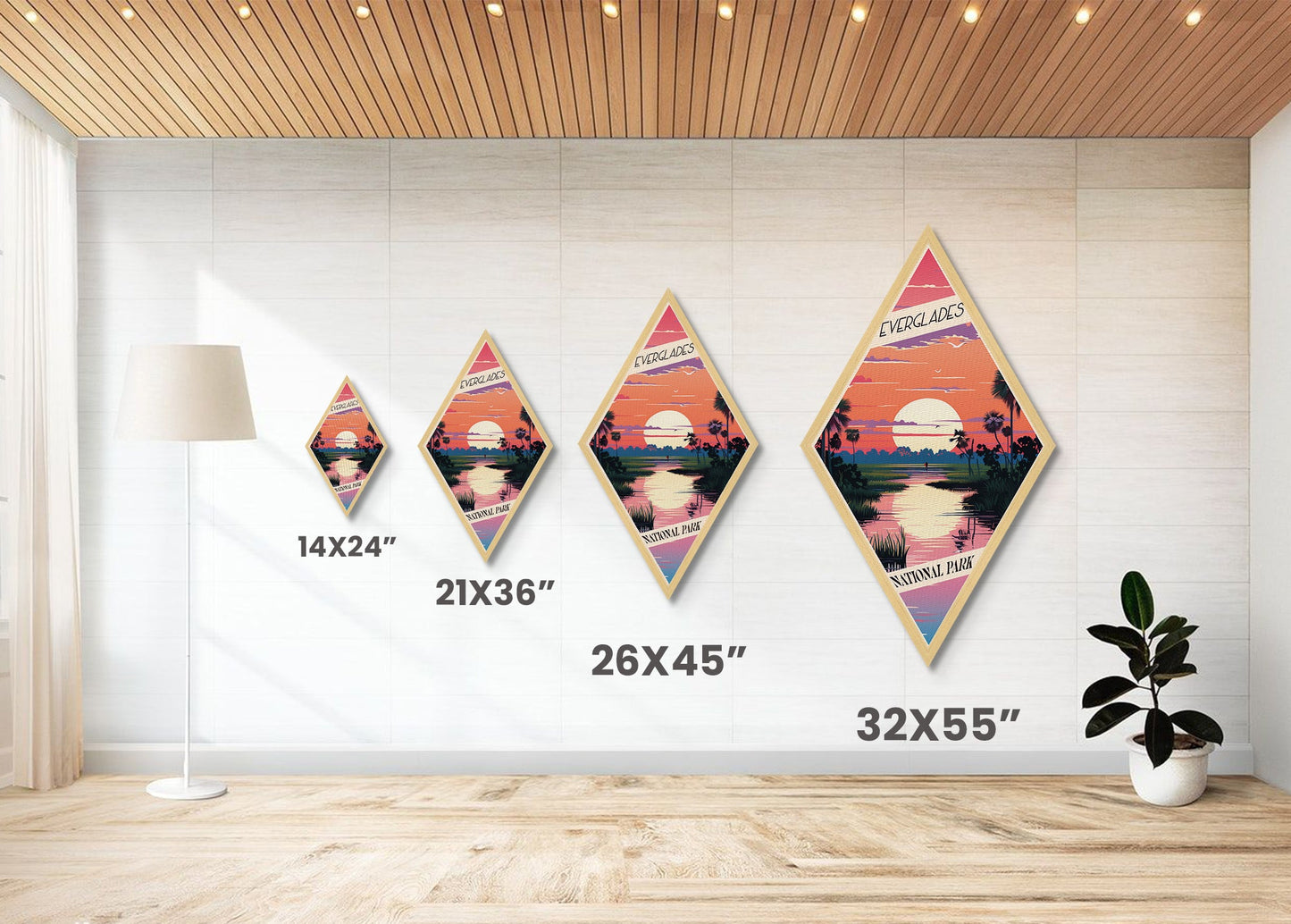 Everglades National Park Travel Poster Canvas Texture Print, Travel Decor Artwork, Midcentury Modern Retro Decor Florida Travel Art