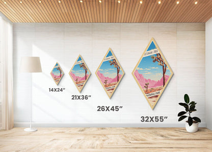 Retro-Poster „Joshua Tree Nationalpark“ mit Leinwandstruktur, Reisedeko-Kunst, Midcentury-Modern-Deko, Kalifornien-Reisekunst