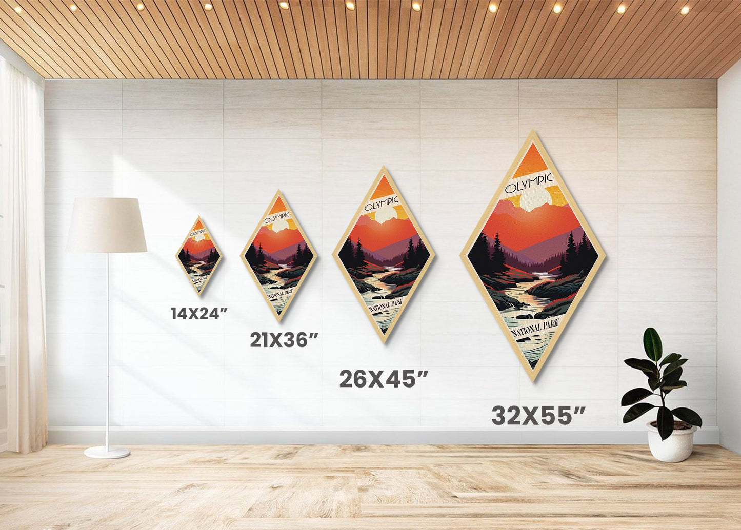 Retro Olympic National Park Adventure Poster Wall Art Texture Print, Travel Decor Artwork, Midcentury Modern Decor Washington Travel Art