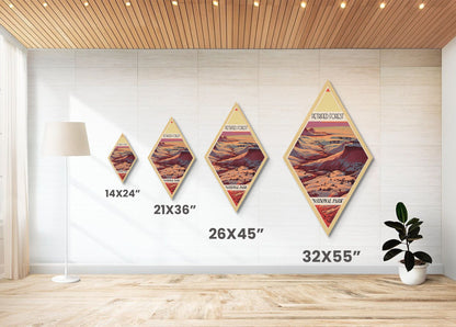 Petrified Forest Nationalpark – Diamantförmiges Reiseposter auf Leinwand, Kunstdruck, Wandbild, Reisegeschenk, Arizona-Reisemotiv