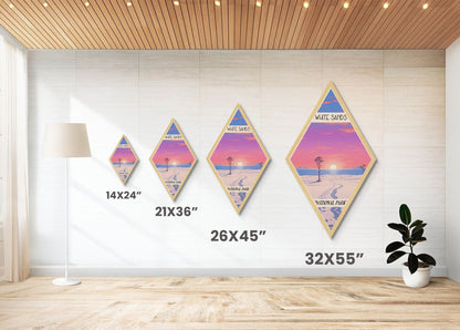 White Sands National Park Diamond Formed Travel Poster Wall Art Art Print, Canvas Wall Art, Travel Present, New Mexico Travel Art