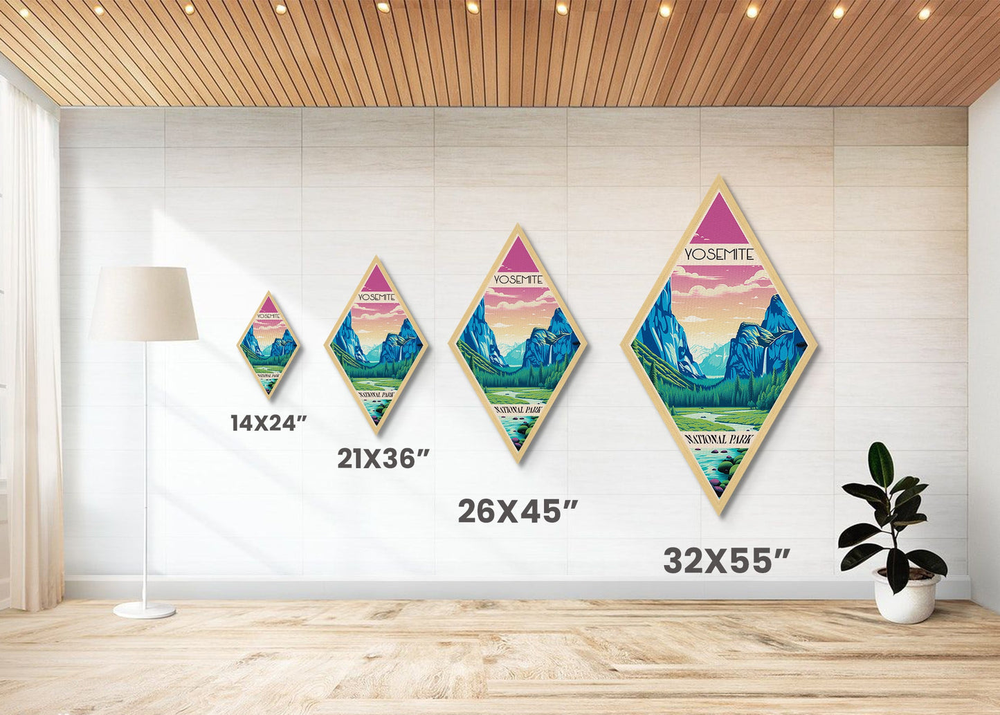 Yosemite National Park Travel Poster Wall Artwork Texture Print, Travel Decor Art, Midcentury Modern Retro Decor California Travel Art