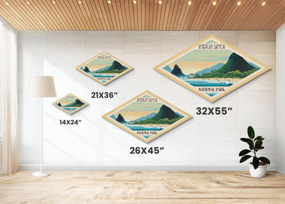 American Samoa National Park Diamond Shaped Travel Poster Art Canvas Art Print, Canvas Wall Art, Travel Gift, American Samoa Travel Art