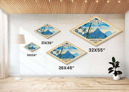 American Samoa National Park Diamond Shaped Travel Poster Artwork Canvas Art Print, Canvas Wall Art, Travel Gift, American Samoa Travel Art