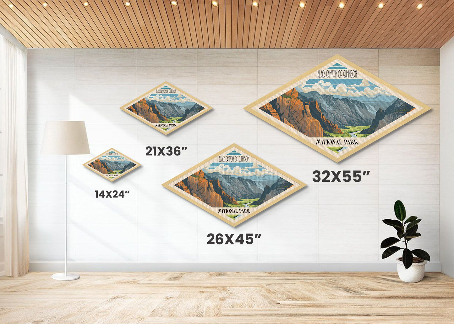 Black Canyon of the Gunnison Diamond Shaped Travel Poster Art Canvas Art Print, Canvas Wall Art, Travel Gift, Colorado Travel Art