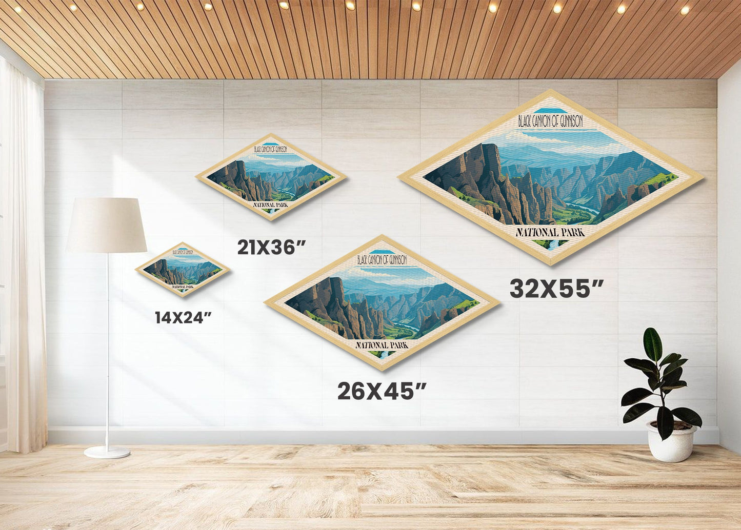 Black Canyon of the Gunnison Diamond-Shaped Adventure Poster Art Canvas Art Print, Canvas Wall Art, Travel Present, Colorado Travel Art