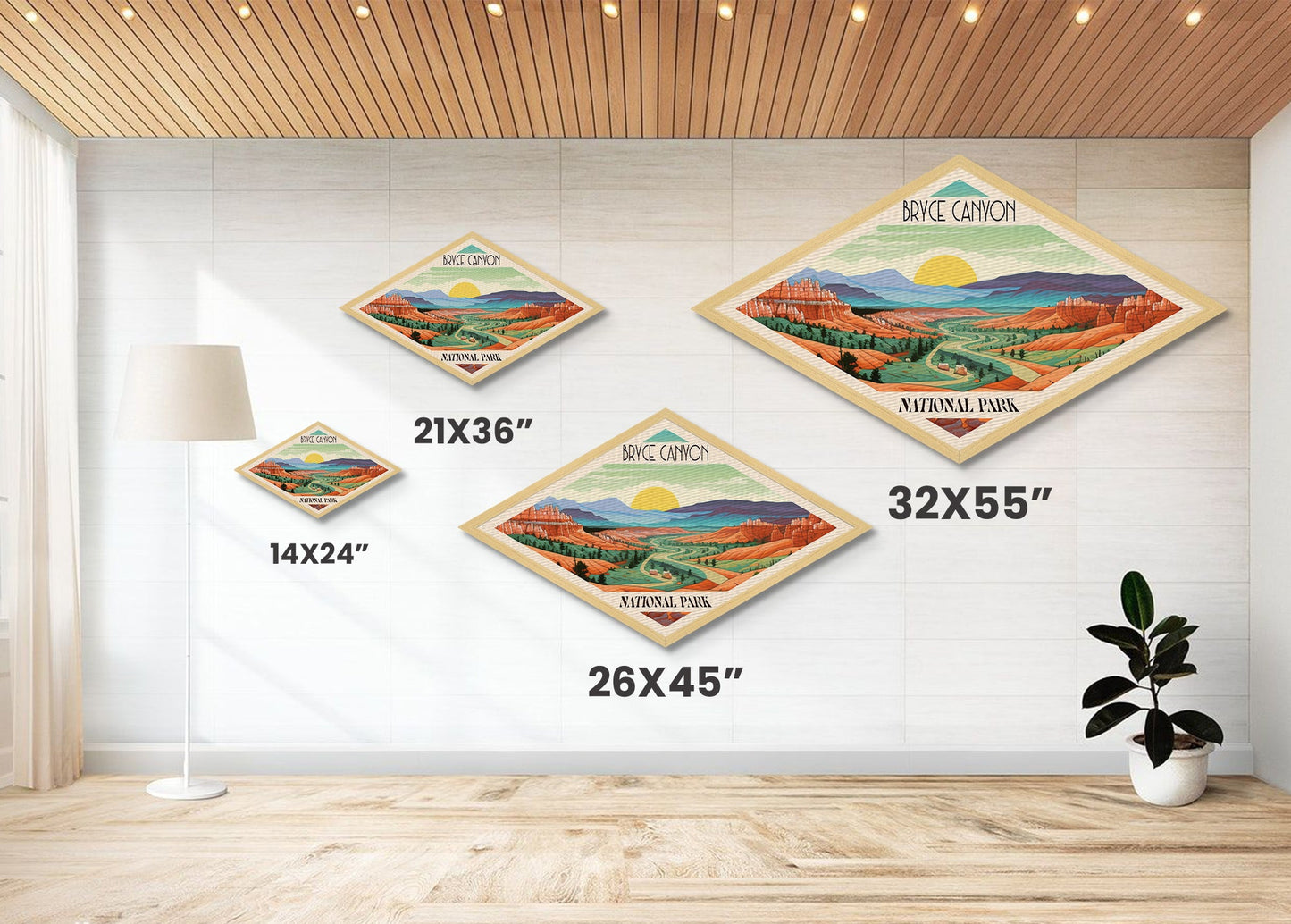 Bryce Canyon National Park Diamond Shaped Travel Poster Art Canvas Art Print, Canvas Wall Art, Travel Gift, Utah Travel Art