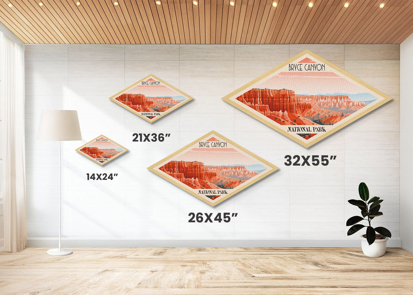 Retro-Kunstdruck „Bryce Canyon Nationalpark“ auf Leinwand, Reisedeko, Midcentury-Modern-Deko, Utah-Reisekunst