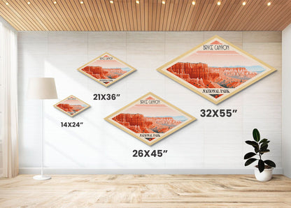 Retro-Kunstdruck „Bryce Canyon Nationalpark“ auf Leinwand, Reisedeko, Midcentury-Modern-Deko, Utah-Reisekunst