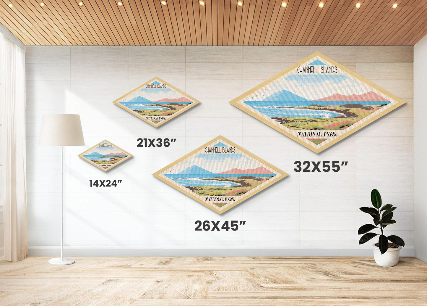 Channel Islands National Park Diamond Shaped Travel Poster Art Canvas Art Print, Canvas Wall Art, Travel Gift, California Travel Art