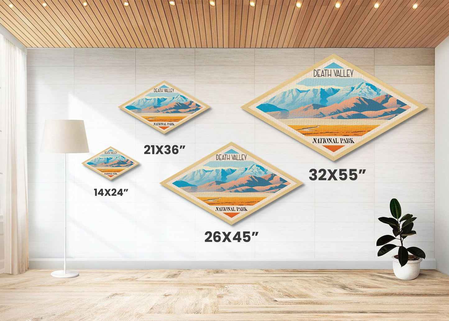 Reiseposter „Death Valley Nationalpark“ in Diamantform, Kunstdruck auf Leinwand, Wandbild, Reisegeschenk, Kalifornien-Reisemotiv