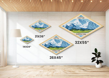 Katmai Nationalpark Abenteuerposter, Kunstdruck auf Leinwand, Reisedeko, Midcentury Modern Retro-Deko, Alaska-Reisekunst