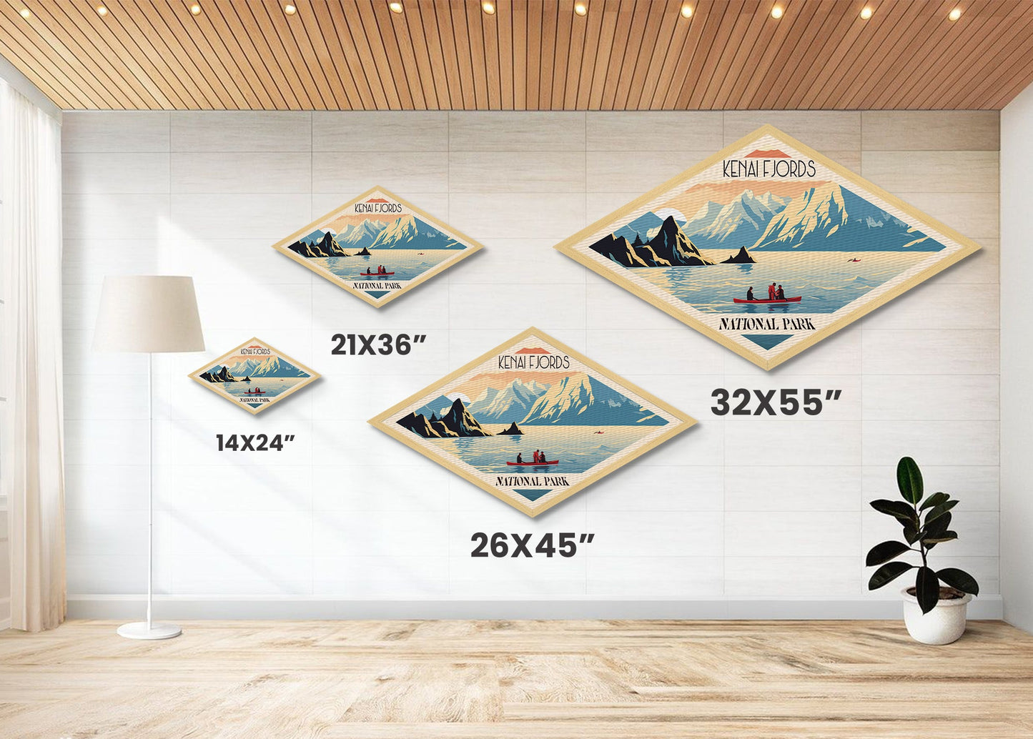 Retro Kenai Fjords National Park Travel Poster Art Canvas Texture Print, Travel Decor Art, Midcentury Modern Decor Alaska Travel Art