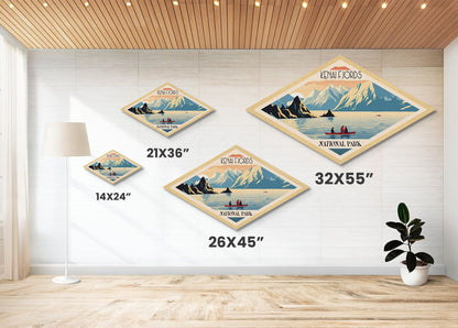 Retro Kenai Fjords National Park Travel Poster Art Canvas Texture Print, Travel Decor Art, Midcentury Modern Decor Alaska Travel Art