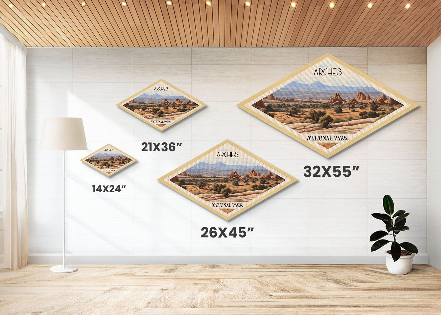 Arches National Park Travel Poster Canvas Texture Print, Travel Decor, Midcentury Modern Retro Decor Utah Landscape