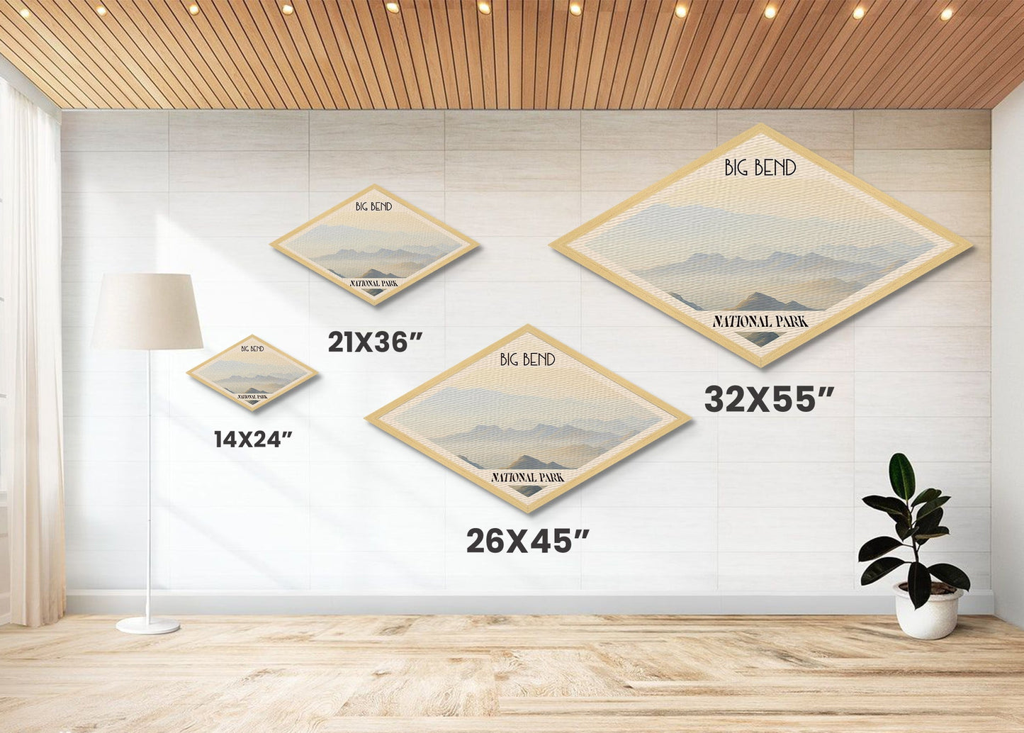 Big Bend National Park Diamond Shaped Travel Poster Canvas Art Print, Canvas Wall Art, Travel Gift, Texas Landscape