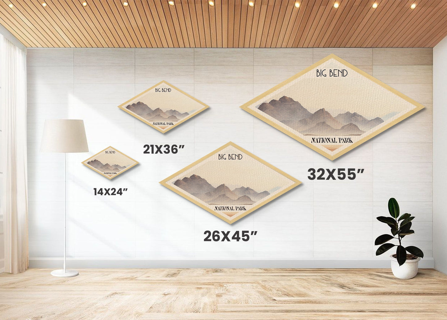 Big Bend National Park Travel Poster Canvas Texture Print, Travel Decor, Midcentury Modern Retro Decor Texas Landscape