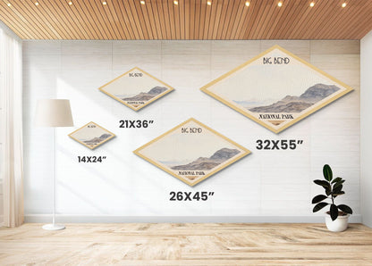 Retro Big Bend National Park Travel Print Wall Art Texture Print, Travel Decor, Midcentury Modern Decor Texas Landscape