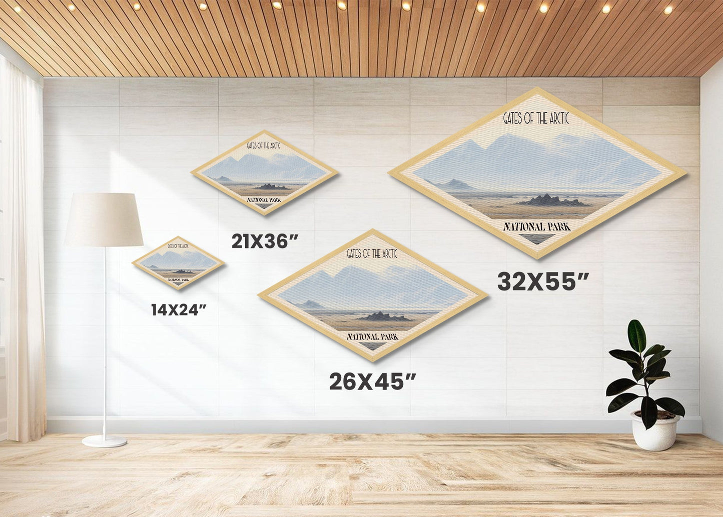 Retro-Reiseposter „Gates of the Arctic Nationalpark“, Leinwanddruck mit Struktur, Reisedekoration, Midcentury-Modern-Dekor, Alaska-Landschaft