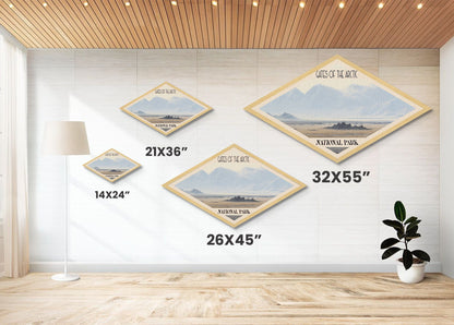 Retro-Reiseposter „Gates of the Arctic Nationalpark“, Leinwanddruck mit Struktur, Reisedekoration, Midcentury-Modern-Dekor, Alaska-Landschaft