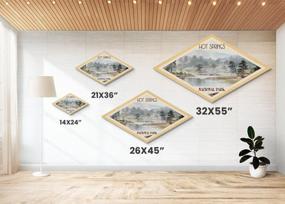 Hot Spring National Park Diamond Shaped Travel Poster Canvas Art Print, Canvas Wall Art, Travel Gift, Arkansas Landscape