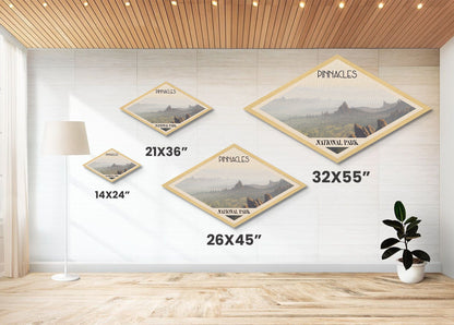 Pinnacles National Park Diamond Shaped Adventure Poster Canvas Art Print, Canvas Wall Art, Travel Present, California Landscape