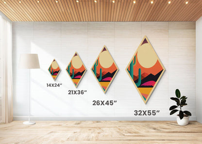 MCM Desert Art Framed Canvas Texture Art, Canvas Embossed Wall Art, Retro Style Home Decor, Office Wall Art