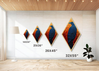 Gothic Raven Diamond Shaped Wall Art, Canvas Embossed Print, Diamond Shaped Wall Decor, Funky Art, Mid-Century Modern Retro Art