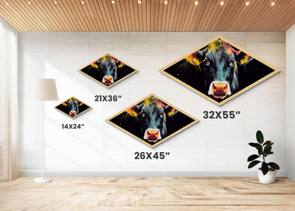 Funky Cow Art Diamond Shaped Canvas Texture Art Print - Farmhouse Decor - Funny Wall Art - Bovine Wall Art - Farmhouse Art