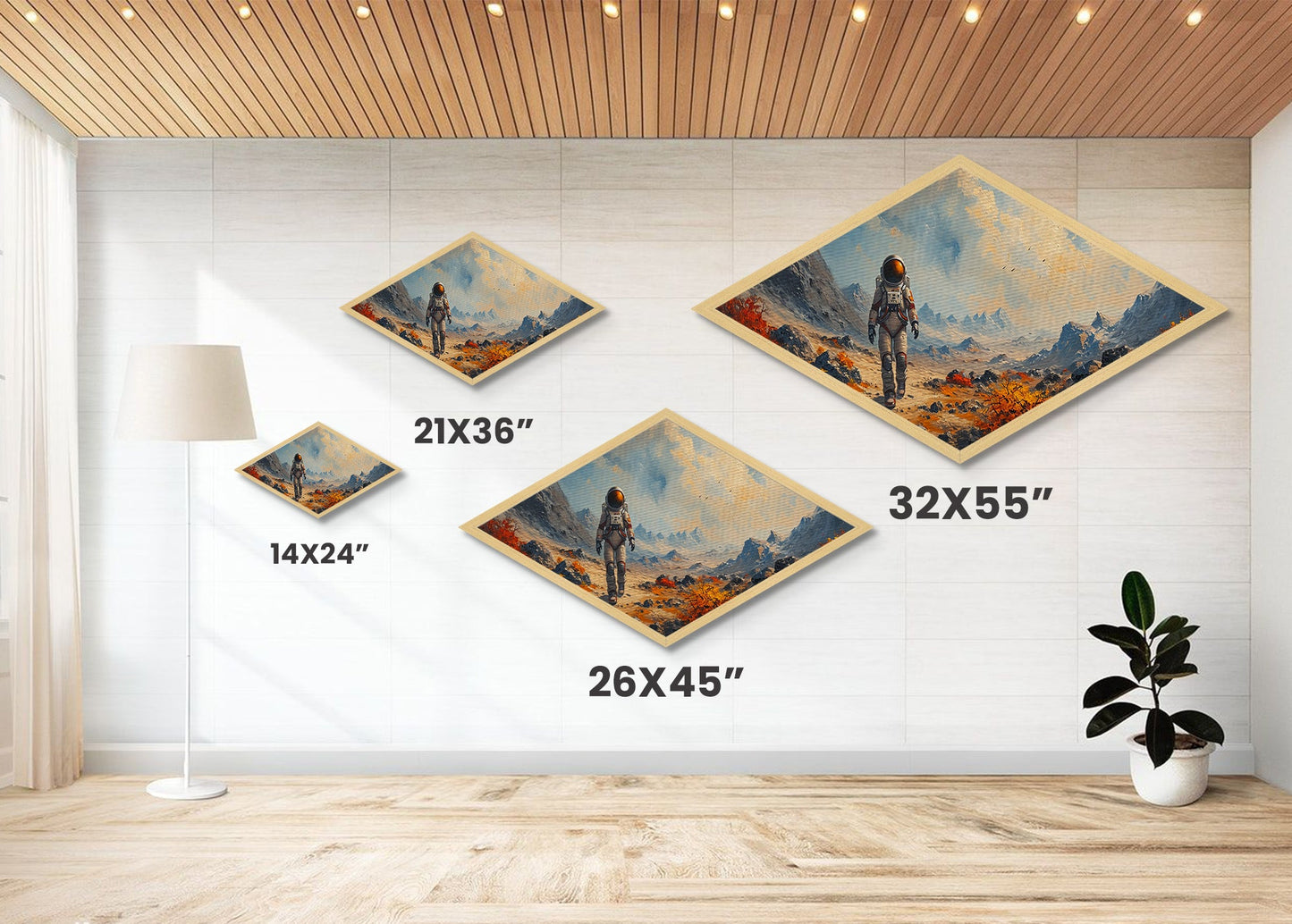 Astronaut Frontier Journey Diamond Shaped Canvas Textured Print space exploration art sci-fi galaxy wall art gift idea