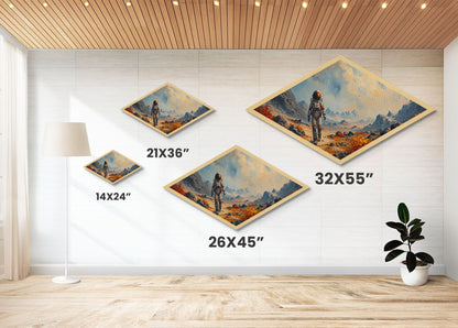 Astronaut Frontier Journey Diamond Shaped Canvas Textured Print space exploration art sci-fi galaxy wall art gift idea