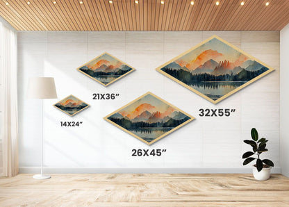 Diamond Shaped Watercolor Painting of a Forest Fire, Canvas Art Print, Cool Living Room Art, Depressing Art, Landscape Painting