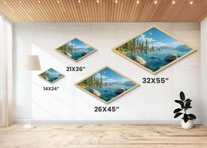 Alpine Stillness - Diamond Shaped Canvas Art Print Mountain Lake Nature Decor Rustic Lodge Wall Accent Peaceful Retreat Landscape