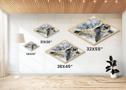 Majestic Turtle - Diamond Shaped Canvas Textured Print Sea Life Wall Decor Coastal Nature Gift Ocean Nursery Art Watercolor Style
