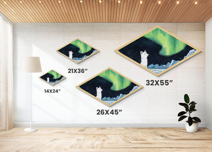 Wolves On The Beach, Framed Canvas Art Print, Coastal Decor