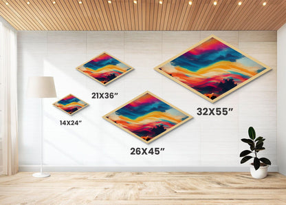 Technicolor Sky Dream Diamond Shaped Canvas Art Print abstract vibrant swirling clouds sunset landscape surreal wall decor gift