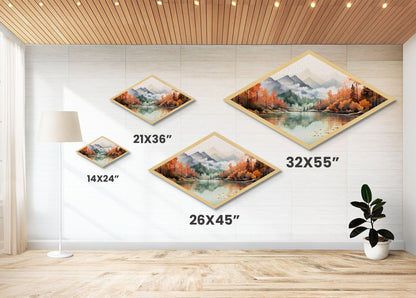 Diamond Shaped Winter Forest Mosaic Canvas Textured Print Snowy Landscape Sunset Trees Stained Glass Look Seasonal Home Wall Art