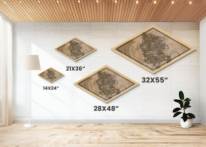 Las Vegas Diamond Shaped City Map, Custom Diamond Shaped Wall Art, City Map Canvas