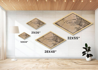 Oakland Diamond Shaped City Map, Custom Diamond Shaped Wall Art, City Map Canvas