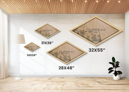 Virginia Beach Diamond Shaped City Map, Custom Diamond Shaped Wall Art, City Map Canvas