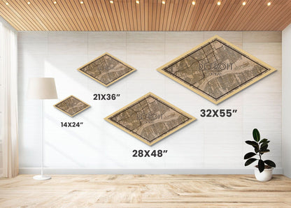 Detroit Diamond Shaped City Map, Custom Diamond Shaped Wall Art, City Map Canvas