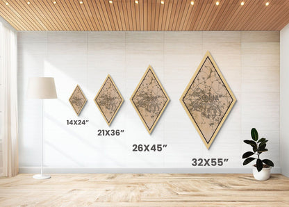 Sofia - Bulgaria Diamond Shaped Travel Poster, Custom Diamond Shaped Wall Art, City Map Canvas